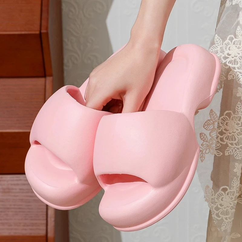Ladies High Heels House Slippers Summer Flip Flops Woman Eva Soft Sole Flat Shoes Non-Slip Slides Beach Sandal Candy Color 240611