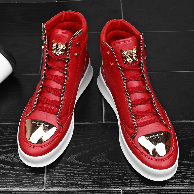 Brand Mens High Top Sneakers Sporty Leopard Platform Training Sports Shoes Casual Skate Shoes Trendy Boys Sport Tennis Shoes