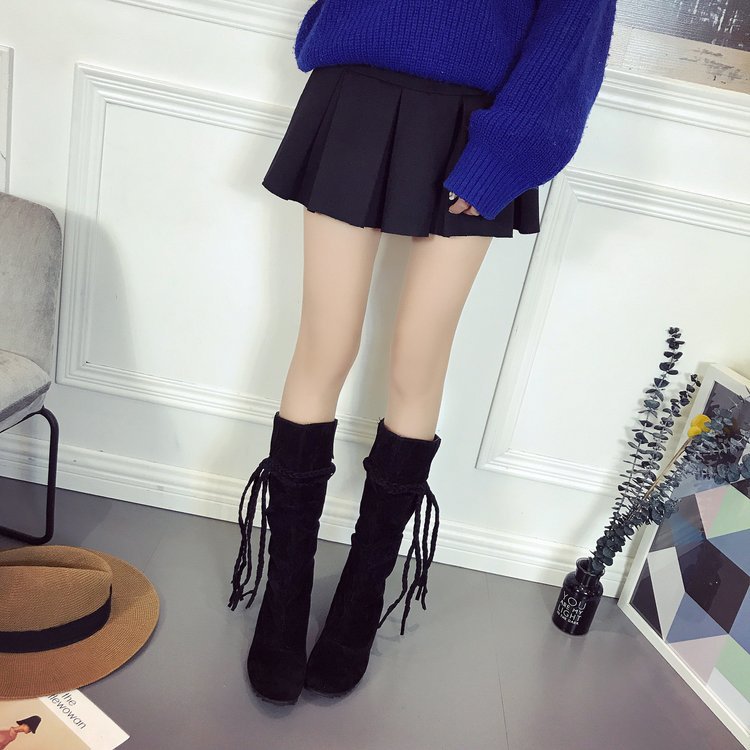 Zapatos Mujer Woman Spring Winter Women Boot Trend Suede Casual Tassels Boot Female Knee-length Women Boot Large43 Botas Mujer