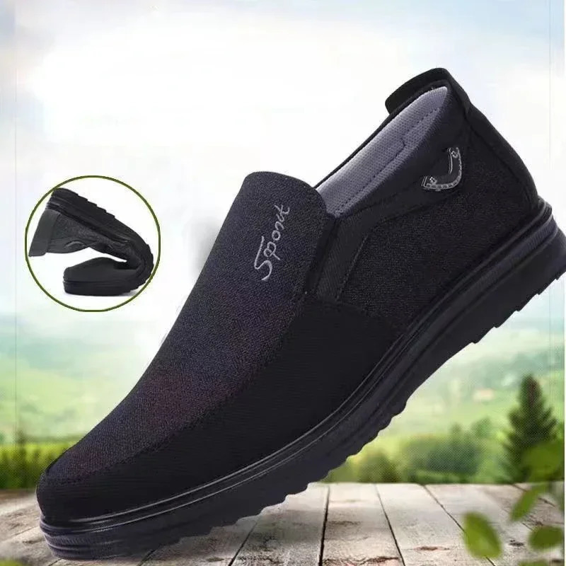 Size 50 Mens Breathable Shoes Fashion Light Old Beijing Cloth Mens Sliding on Flat Canvas Shoes Work Zapatillas Hombre 240611