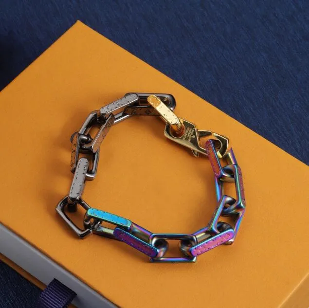 Luxury jewelry metal Monogram Hand chain Youth Chain Designer Bracelets Cool Black punk Bracelet for fashion men women with gift box