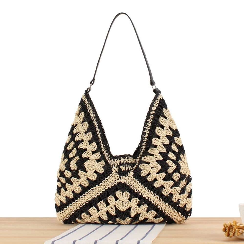 for Handmade women in 2024, new atmosphere, seaside vacation grass woven bag, versatile single shoulder tote bag H6.12#32 sgle ddmythur