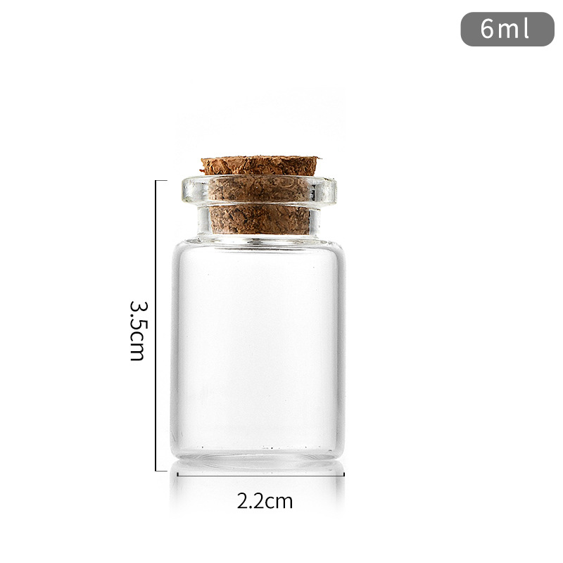6ML 22X35X12.5MM Small Mini Clear Glass bottles Jars with Cork Stoppers/ Message Weddings Wish Jewelry Party Favors