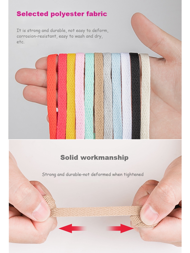 1Pair Solid color Classic Shoelaces for Sneakers 36 colors Fabric Shoe laces White Black Flat Shoe lace Boot Laces for Shoes