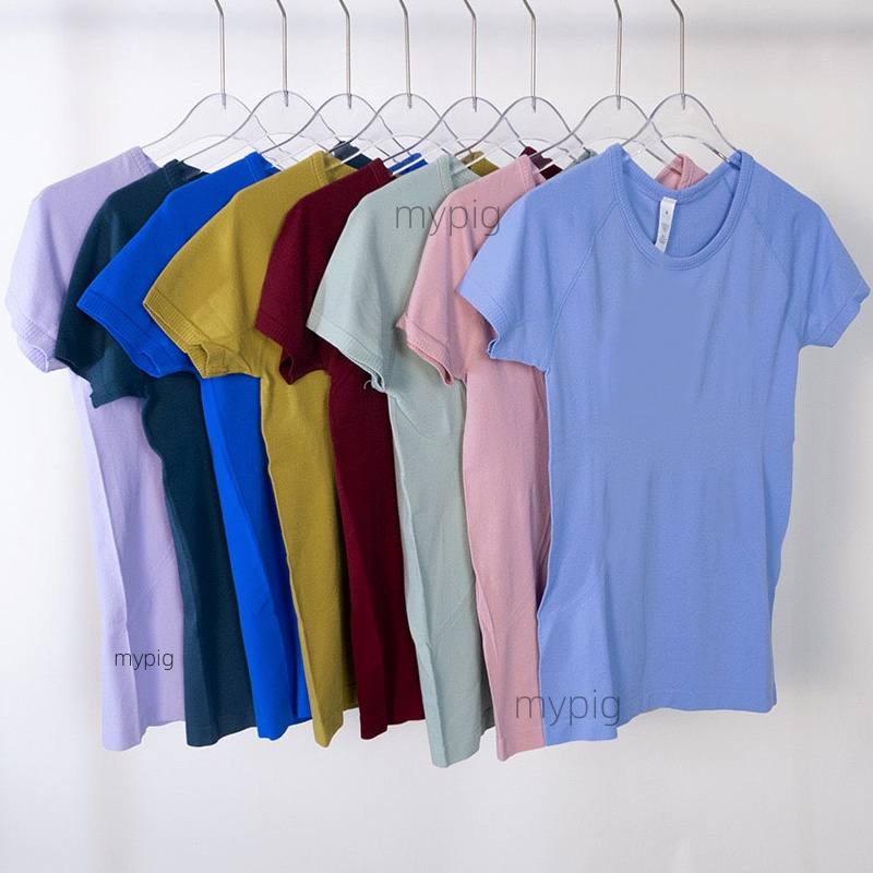 womens yoga shirt short sleeve lingerie sportswear 1.0 designer shirts wear Tech lady short-sleeve jumper pullover tops knit elastic fitness woman clothes Tees