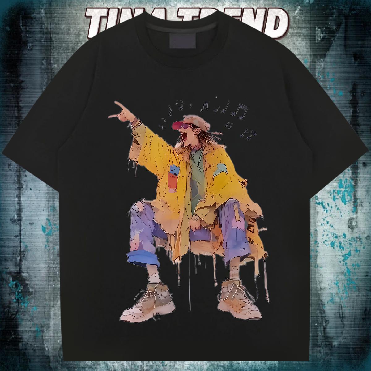 Cool T-Shirts for Men Outdoor 180g Cotton Men Tees Designer Fashion Floral Print Tee Shirt