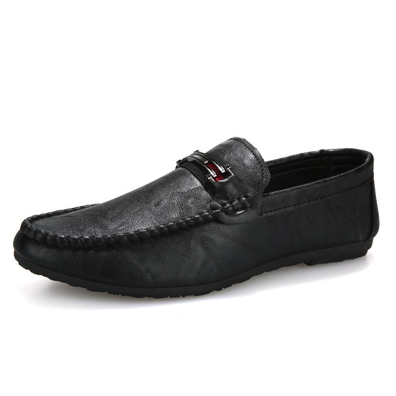2024 New Personalized British Social Loafers Black Summer Breathable Fashion Slip-On Men'S Shoes