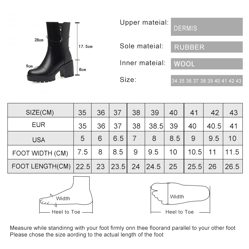 AIYUQI Women Snow Boots Wool Warm 2024 New Genuine Leather Women Winter Boots High Heel Large Size Casual Women Half Boot