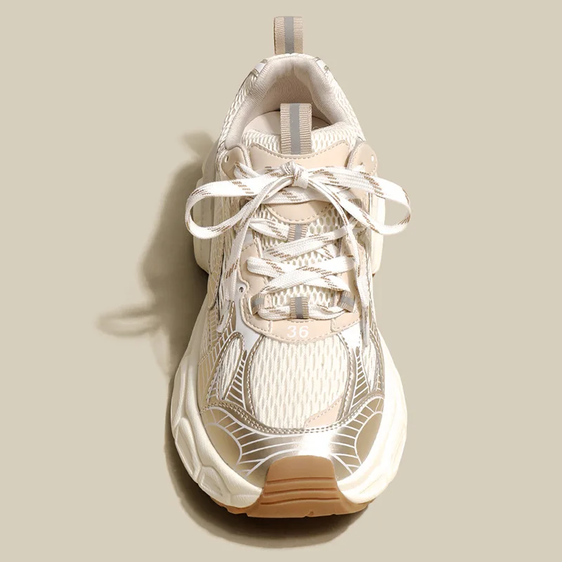 2024 New Designers White Sneakers Women Flats Shoes Lace Up Vulcanize Shoes Female Mesh Wedge Platform Casual Zapatillas Mujer