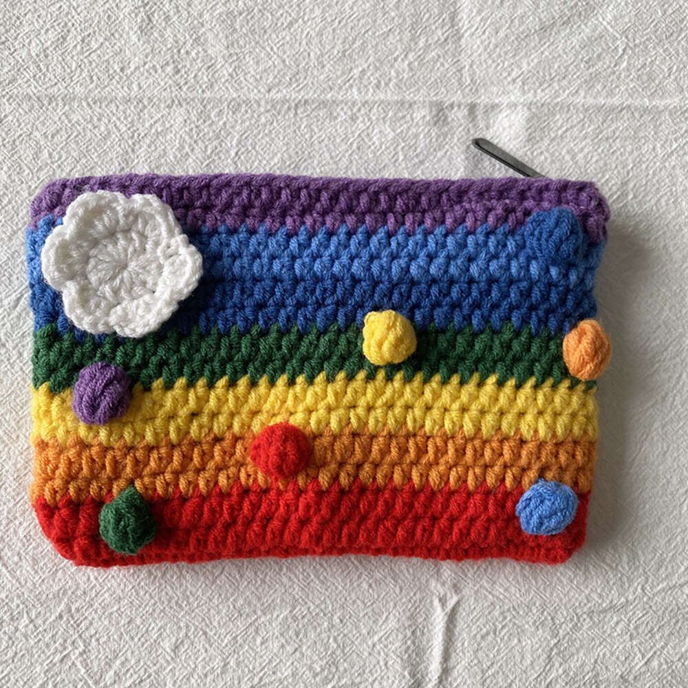 Thai 912301 Rainbow Girl Heart ins Korean Style Knitted Single Shoulder Crossbody Bag H6.12#36.98 ddmythur
