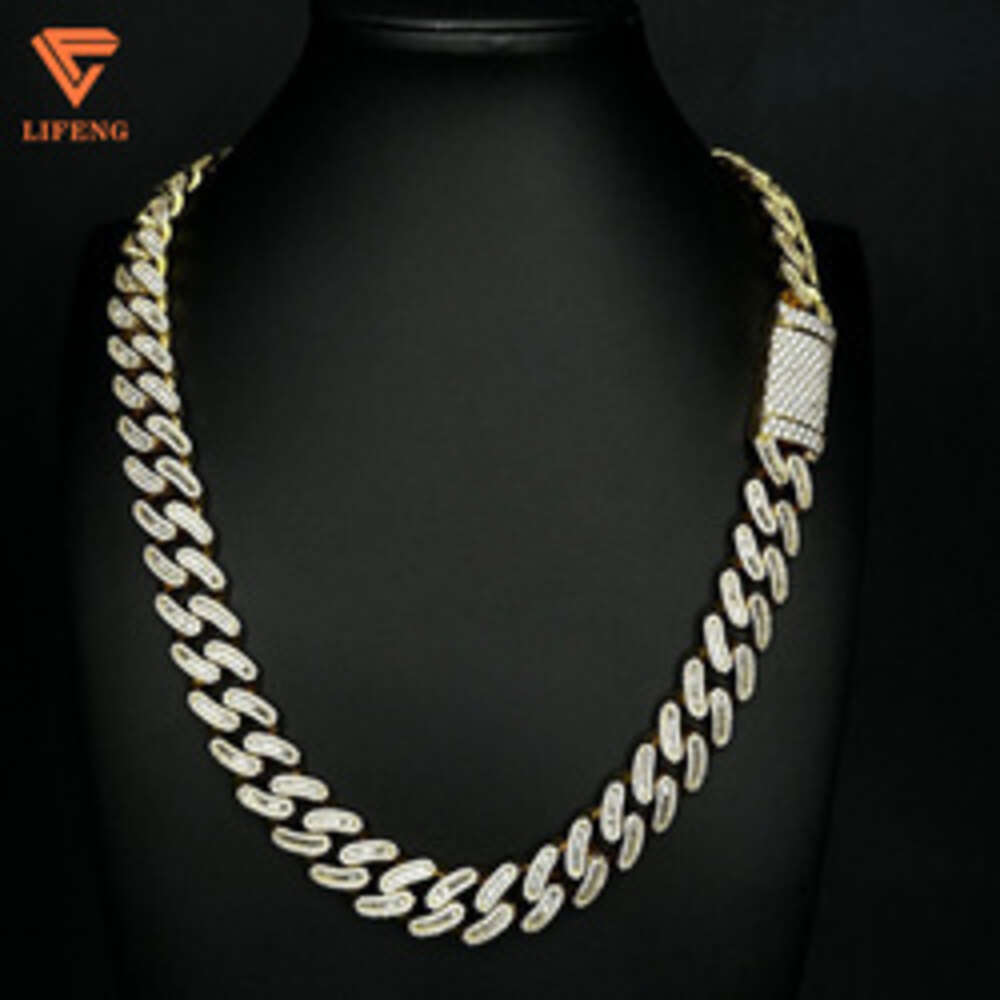 Custom White Gold Cuban Necklace 14mm 1624inch Ladder Square Moissanite Diamond Full Iced Out Hip Hop Cuban Link Chain Necklace