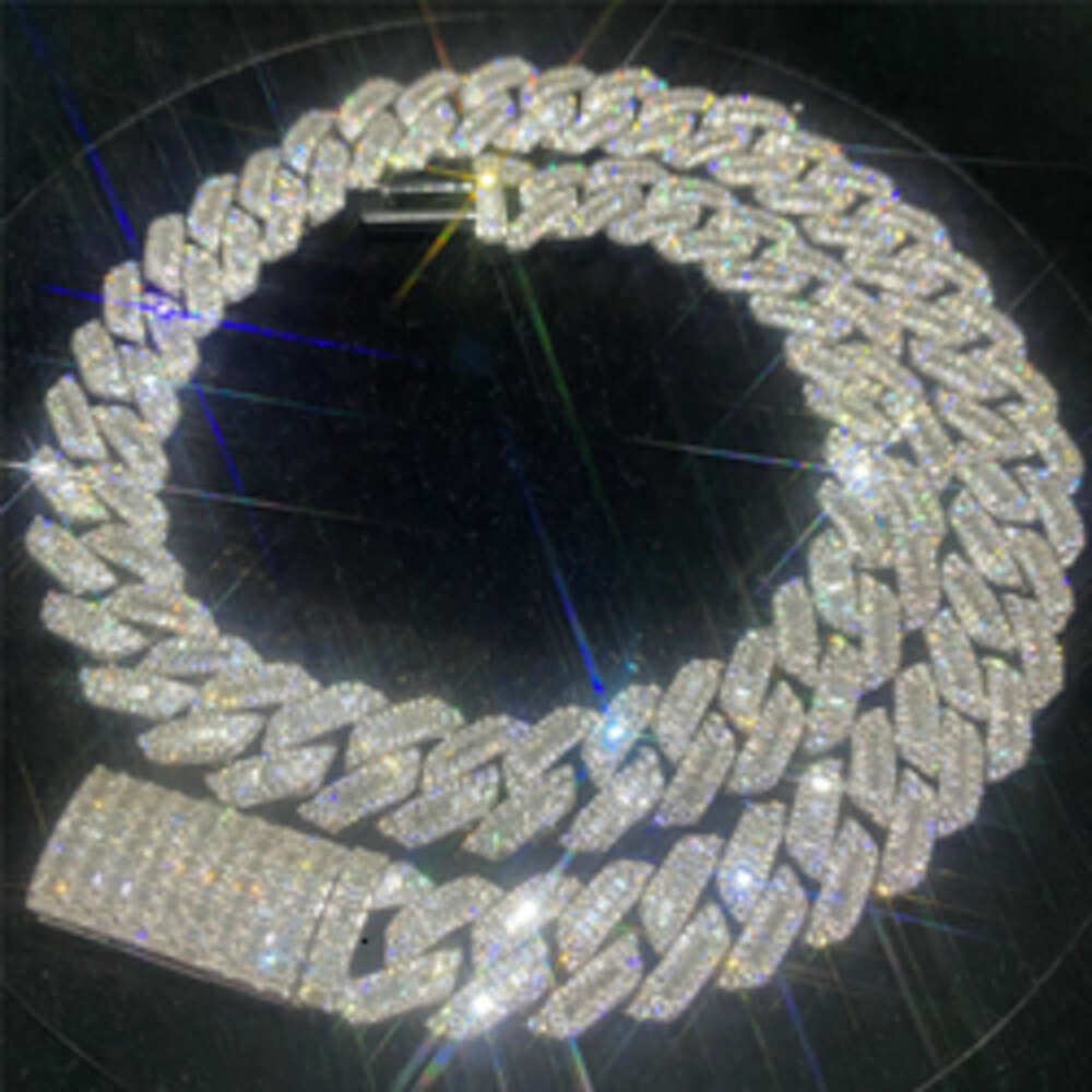 Custom 15mm Vvs Moissanite Baguette Diamond Thick Cuban Link Chain Iced Out Hip Hop Rapper 925 Silver Necklace Men Bracelet