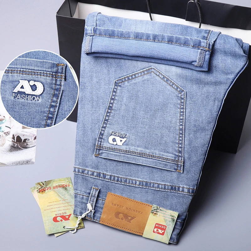 Thin Slim Stretch Short Jeans Men Summer Business Casual Light Blue Cotton Straight Soft Denim Shorts Male Beach Pants 240601