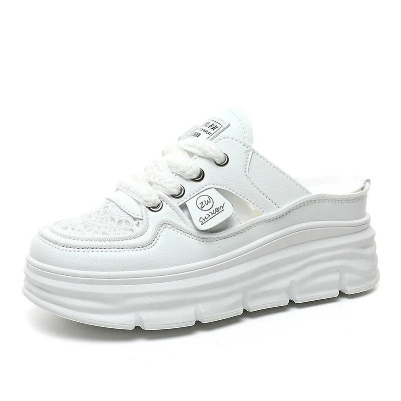 2024 Summer Womens Wedding Slide Fashion Platform Shoes Womens Sexy Mule Shoes Lace Vulcanized Sports Shoes 240611