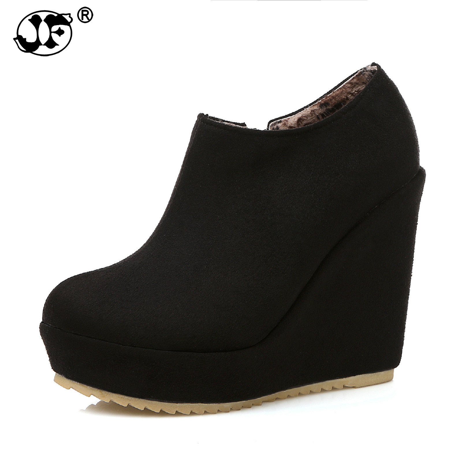 Autumn 2021 Winter New Stylish Women Sexy Platform Round Toe Wedges Woman Ankle Boots Plus size fvb67 2ea9
