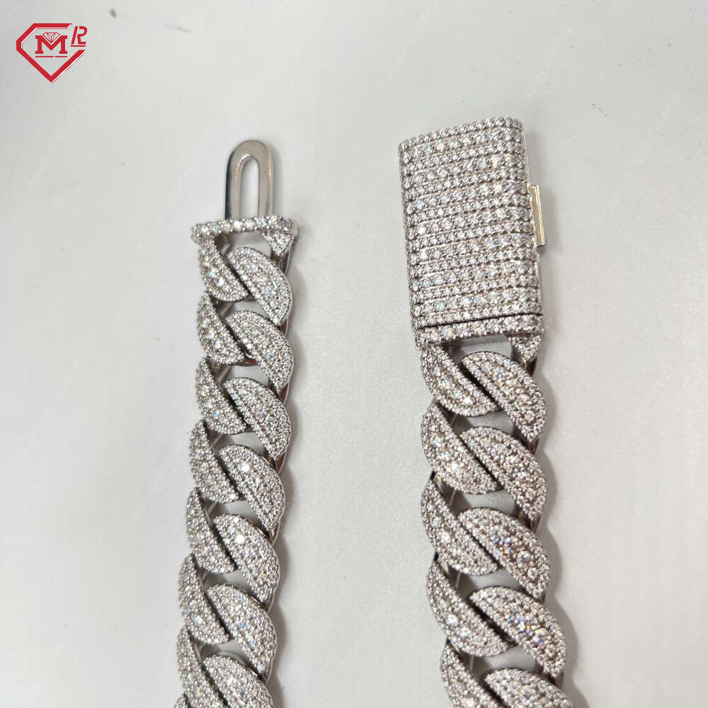 Luxury Cuban Link Chain 12mm 15mm 18mm Hip Hop Iced Out 925 Sterling Silver Vvs Moissanite Miami Cuban Link Chain