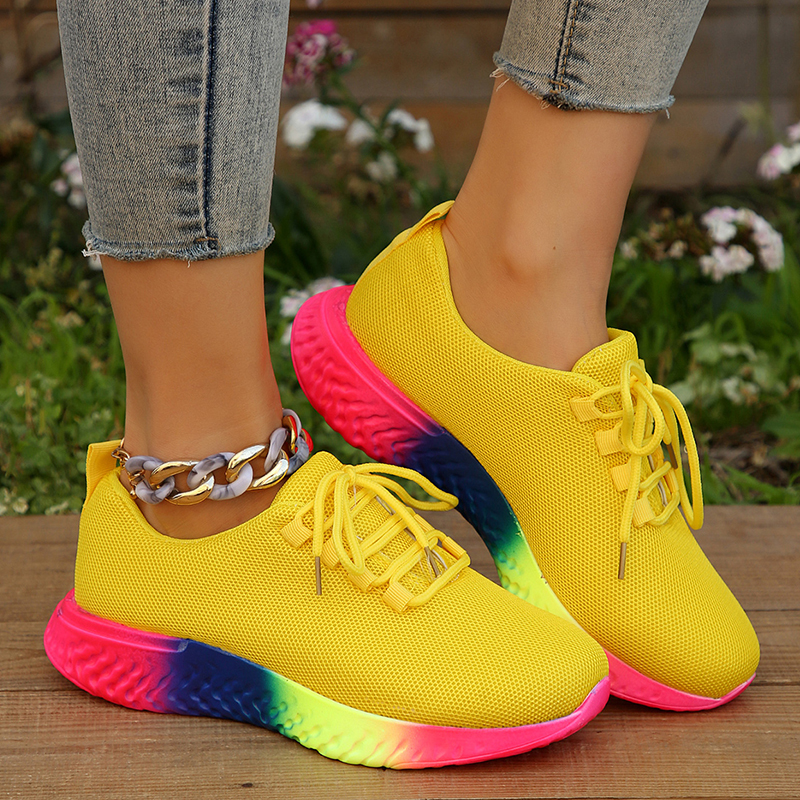 43 Plus Size Rainbow Sole Sneakers Women's Breathable Mesh Platform Sports Shoes 4