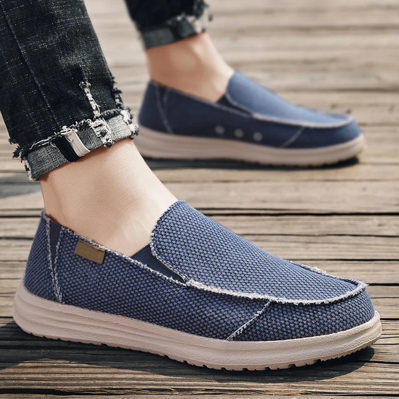 Summer denim canvas mens breathable casual shoes outdoor anti slip sports shoes comfortable driving shoes mens slippers large size 240611