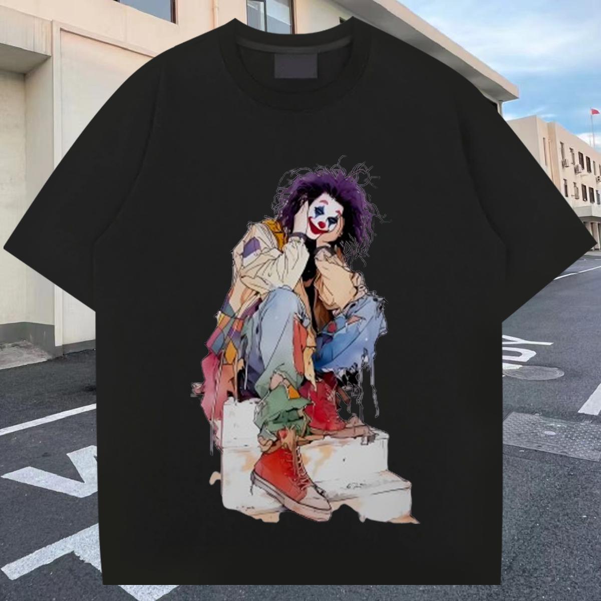 Brand T-Shirts Cotton Breathable Soft Street wear Hip Hop Men Tops Tees Cartoon Print Unisex Clothes