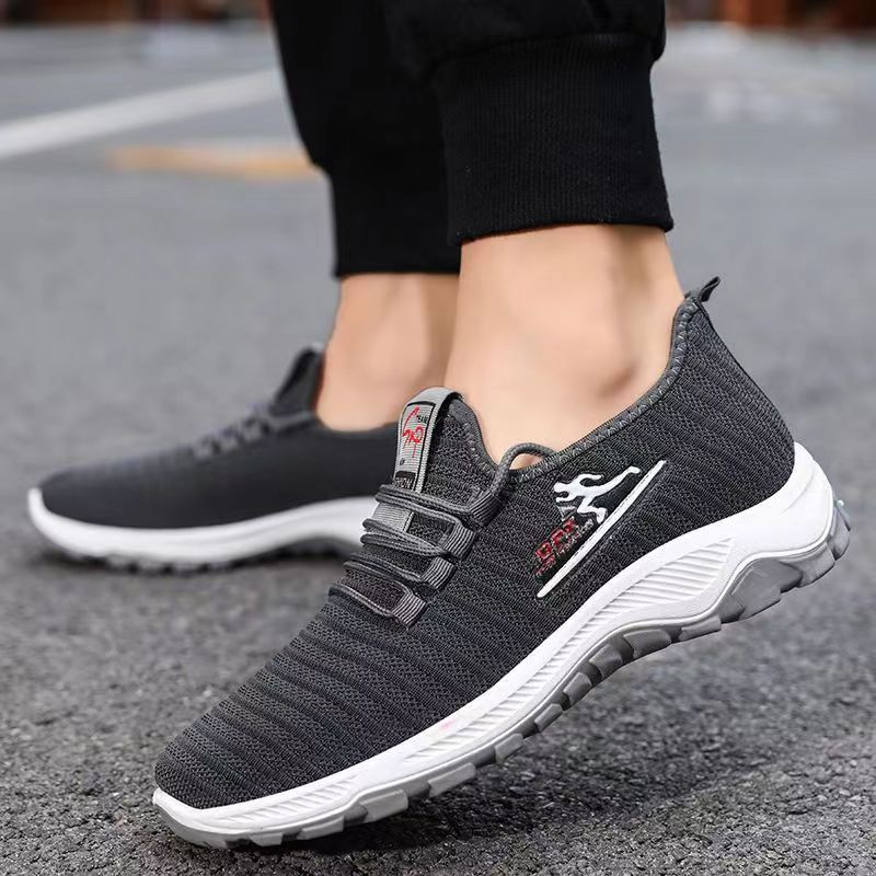 Men's Black hot Grey Mesh Running Shoes - Breathable Lightweight Sneakers for Casual & Track Use