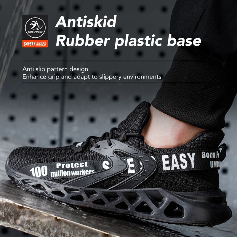Safety New Men Breathable Light New Work Sneakers Steel Toe Anti-smash Anti-puncture Indestructible Shoes Large Size 50