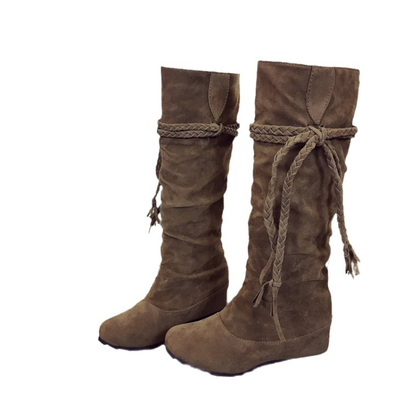 Zapatos Mujer Woman Spring Winter Women Boot Trend Suede Casual Tassels Boot Female Knee-length Women Boot Large43 Botas Mujer