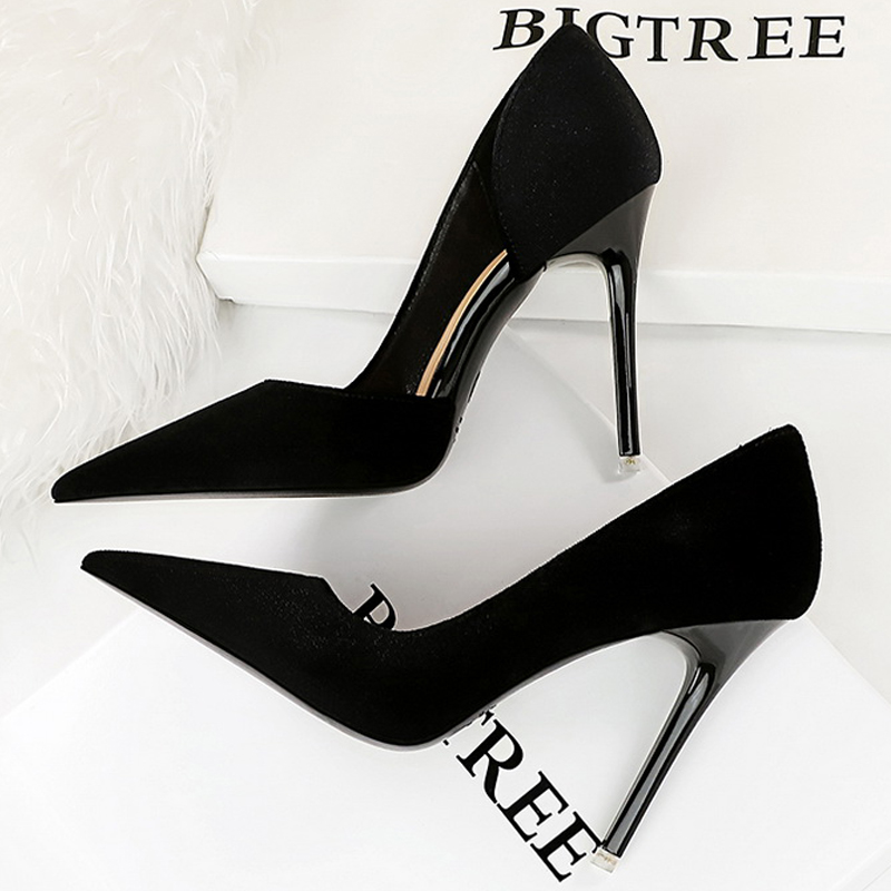 2025 new Purple BIGTREE Women Design Suede High Sexy Party Stilettos Lady Heels Pumps Shoes Large Size 43 7e3e