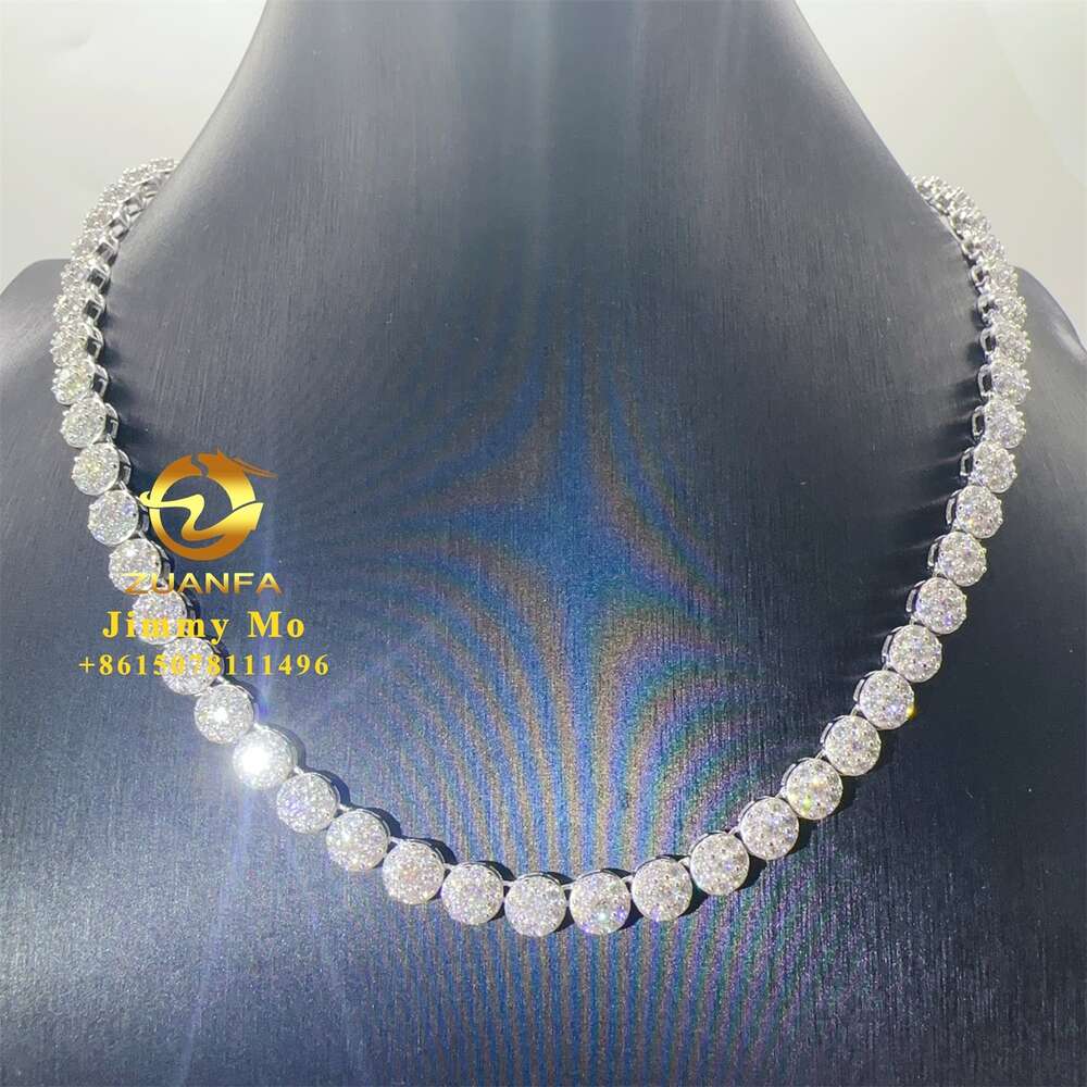 New Arrivals Gar Certificates Pass Dia Tester Hip Hop Iced Out Flawless Moissanite Cluster Tennis Chain Set Man