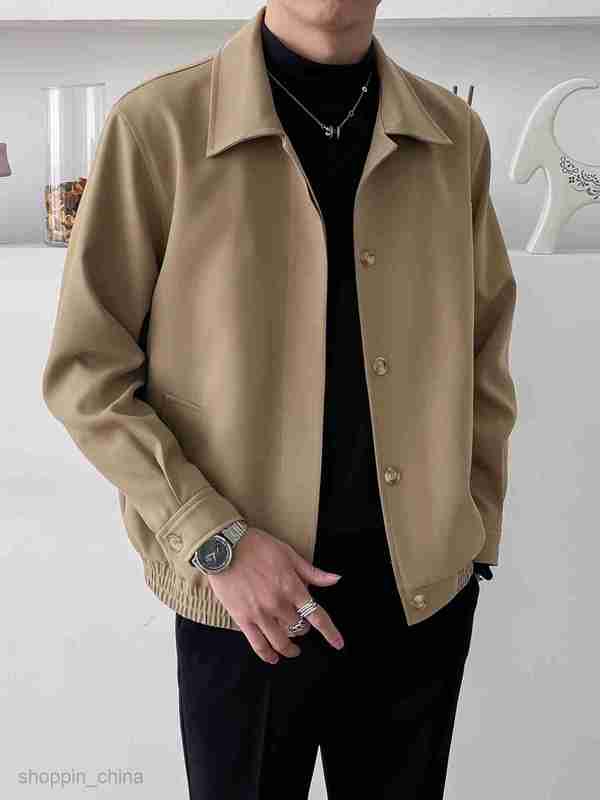 Men's Jackets Coats Spring and Autumn New Style Man Casual Apricot Collar Jacket Loose Fashion Short Silhouette Coat Top Men
