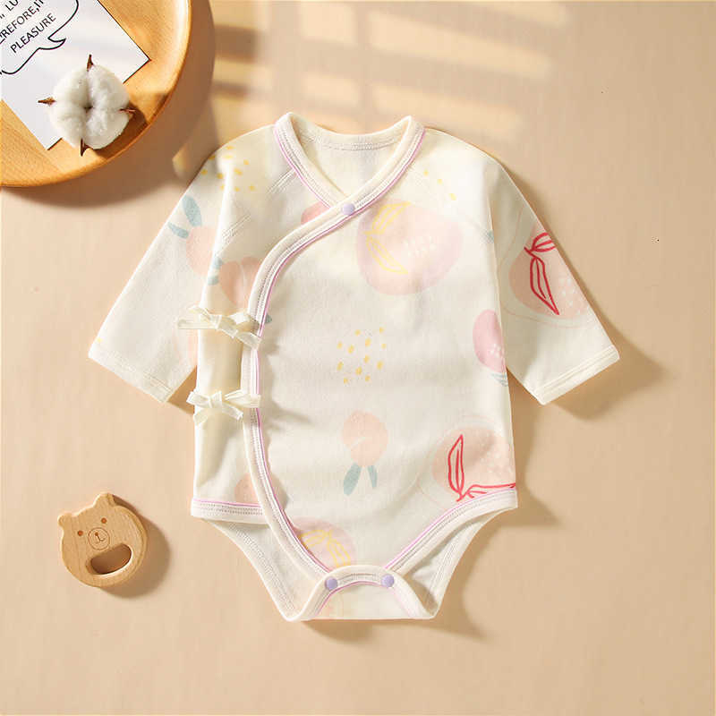 Baby Jumpsuits Rompers New Baby Bag Fart Coat Spring and Autumn Baby Harper Pure Cotton Newborn Long Sleeve Printed Boneless Climbing Clothes