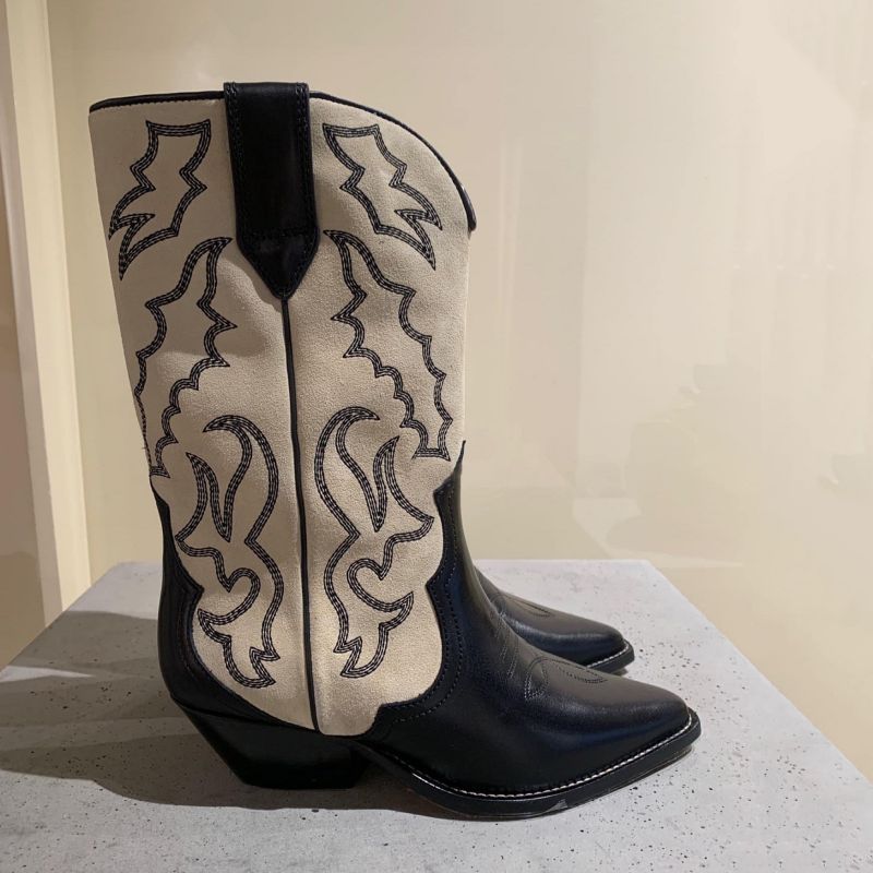 Women's Hot Retro Printed Leather Ankle Boots - Comfortable New Embroidery High Heels Casual Vintage Footwear