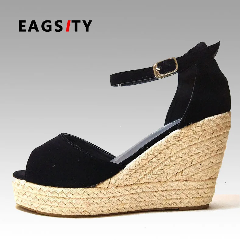 Women Wedges Peep Toe Sandals Platform Ankle Strap High Heel Shoes Female Pumps Beach Wedding Ladies Sandals rope Espadrilles 240611