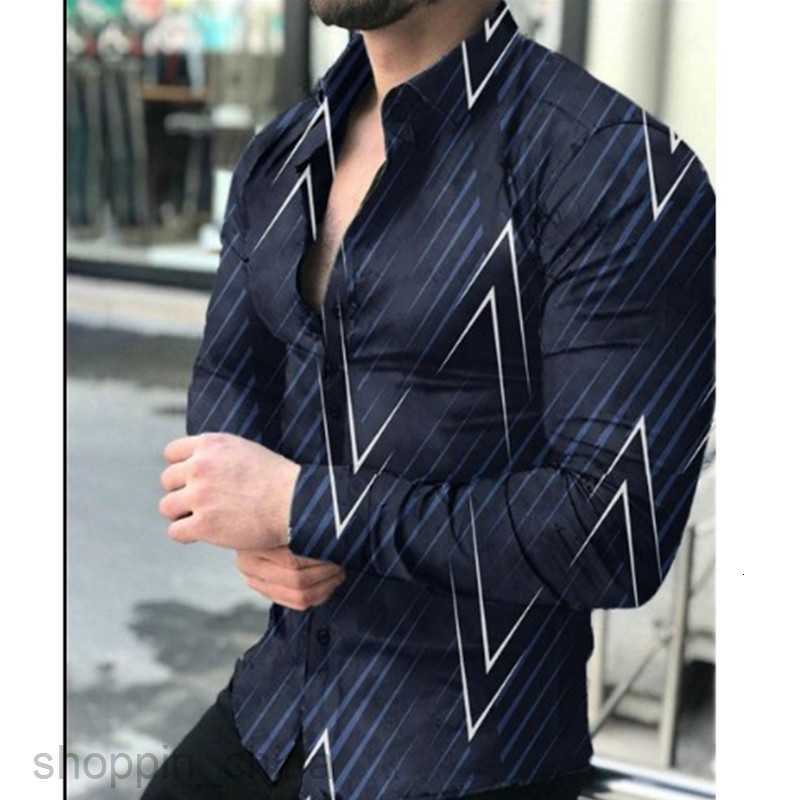 Men's Casual Shirts Spring and Autumn New Polo Neck Shirt 3D Printed Casual Loose Men's Long sleeved Top tops