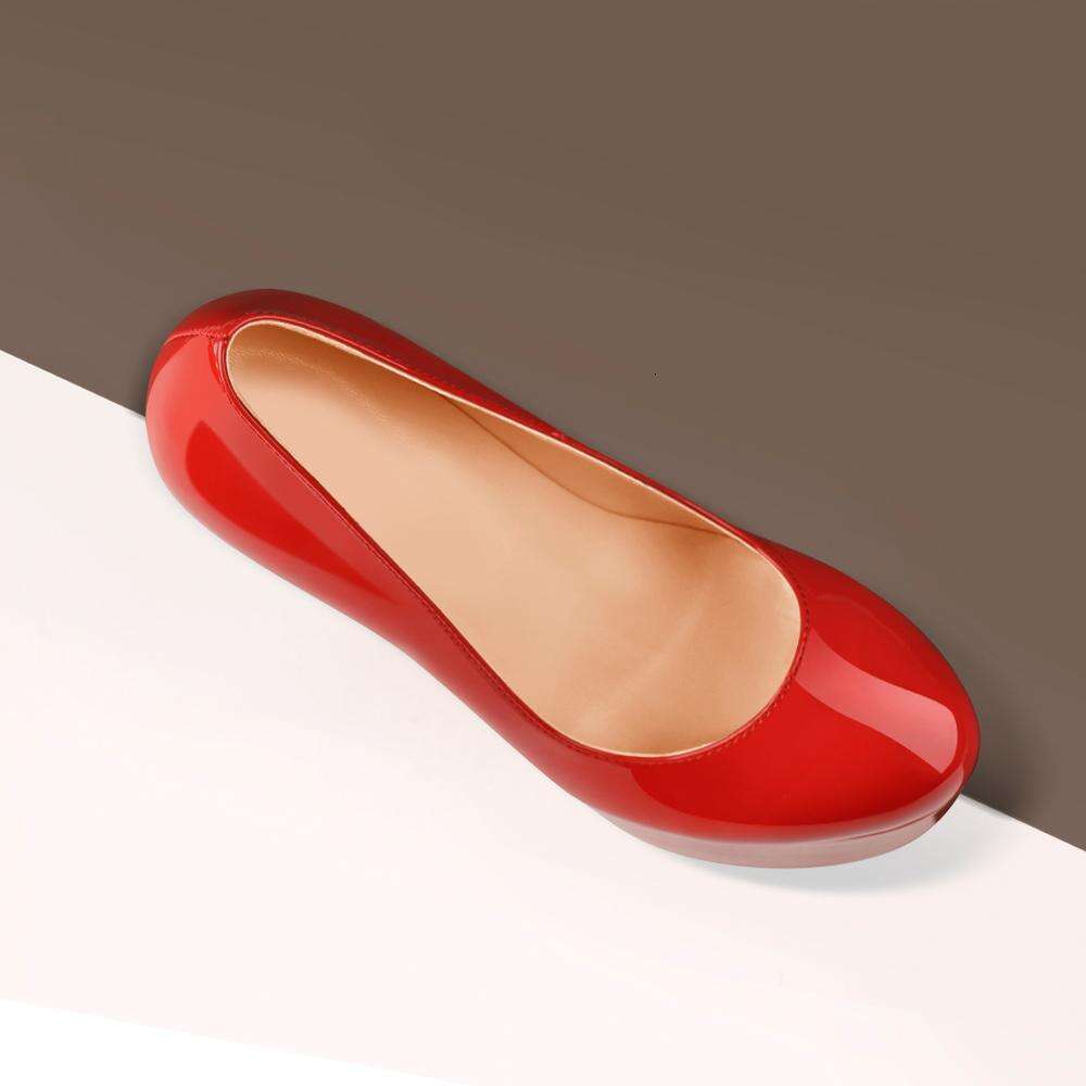 Onlymaker Women Platform Round Toe Pumps Slip On Stiletto Black Patent High Heels Wedding Party Plus Size Sexy Shoes