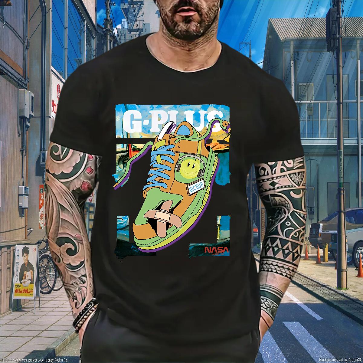 Custom Mens T Shirts Floral Print Street Wear Mens Tshirts Short Sleeve Cotton O-Neck Loose Fit