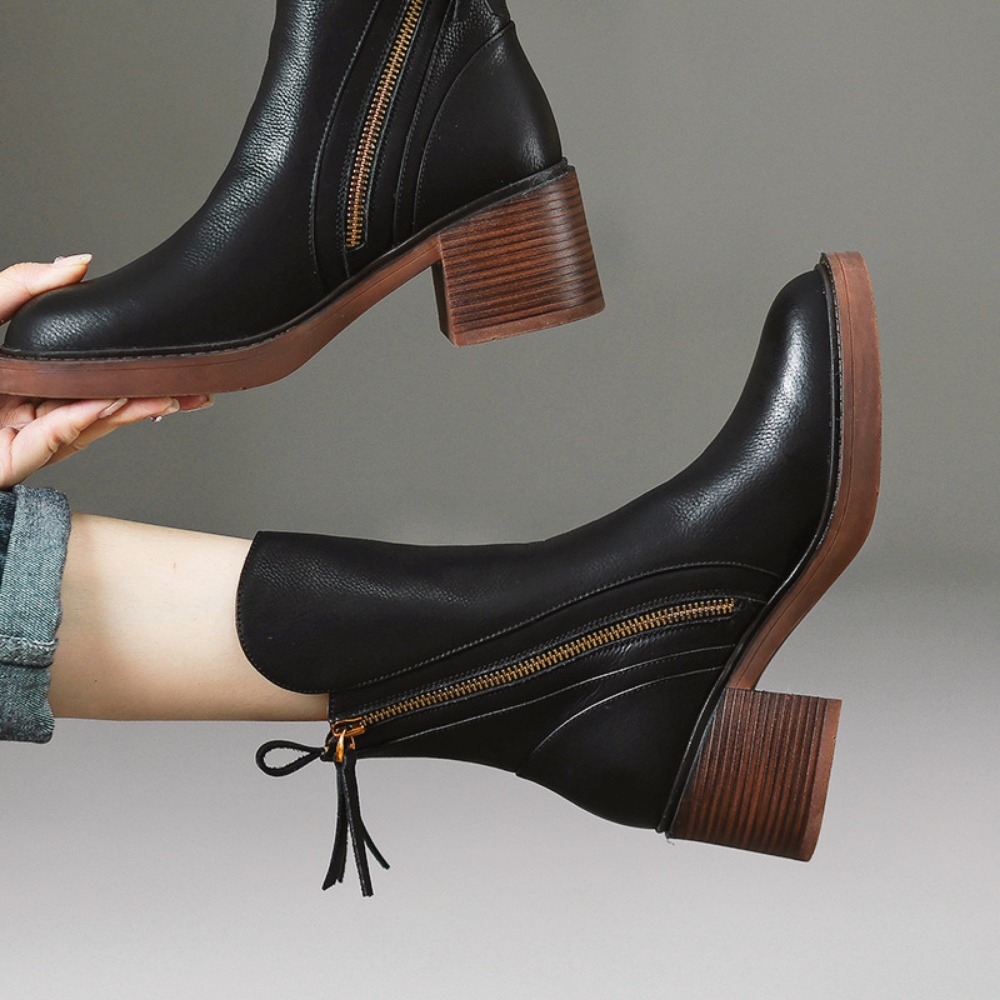 Ankle Boots for Women Chelsea Boots Autumn Thick Heel Brown Short Boot Women Leather Boots Brown Platform Shoes Botas De Mujer
