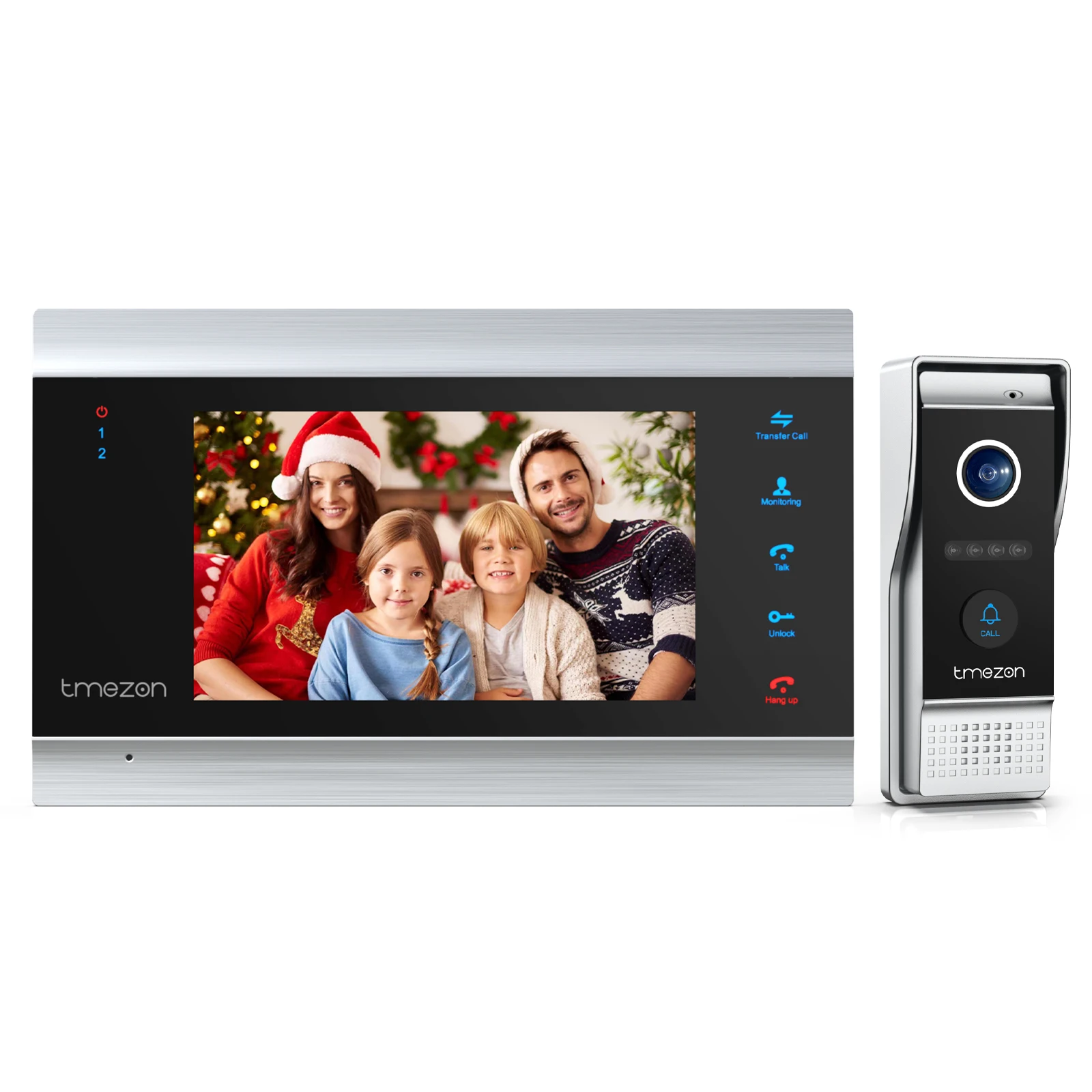 TMEZON 7 Inch TFT Wired Video Intercom System with 1080P Camera,Support Recording / Snapshot Doorbell