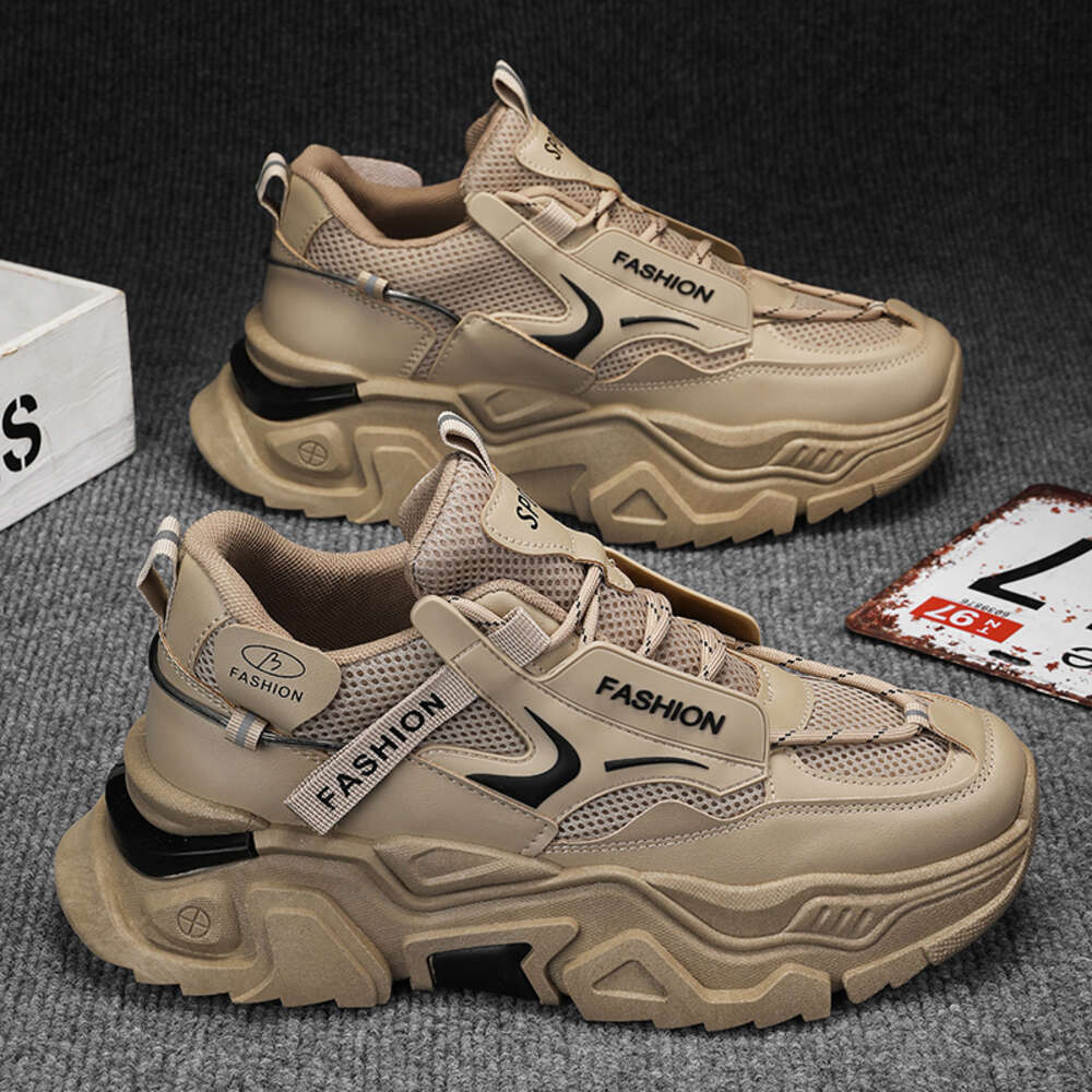 Spring and fall new mesh men's Fashion large size sneakers comfortable platform chunky shoes
