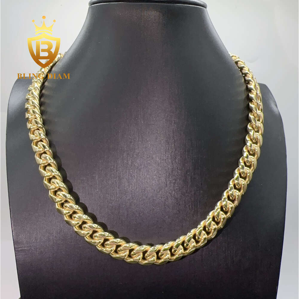 Fashion Hip Hop Chain 12mm Stainless Cuban Chain with 925 Sterling Silver Moissanite Clasp Miami Chain Necklace