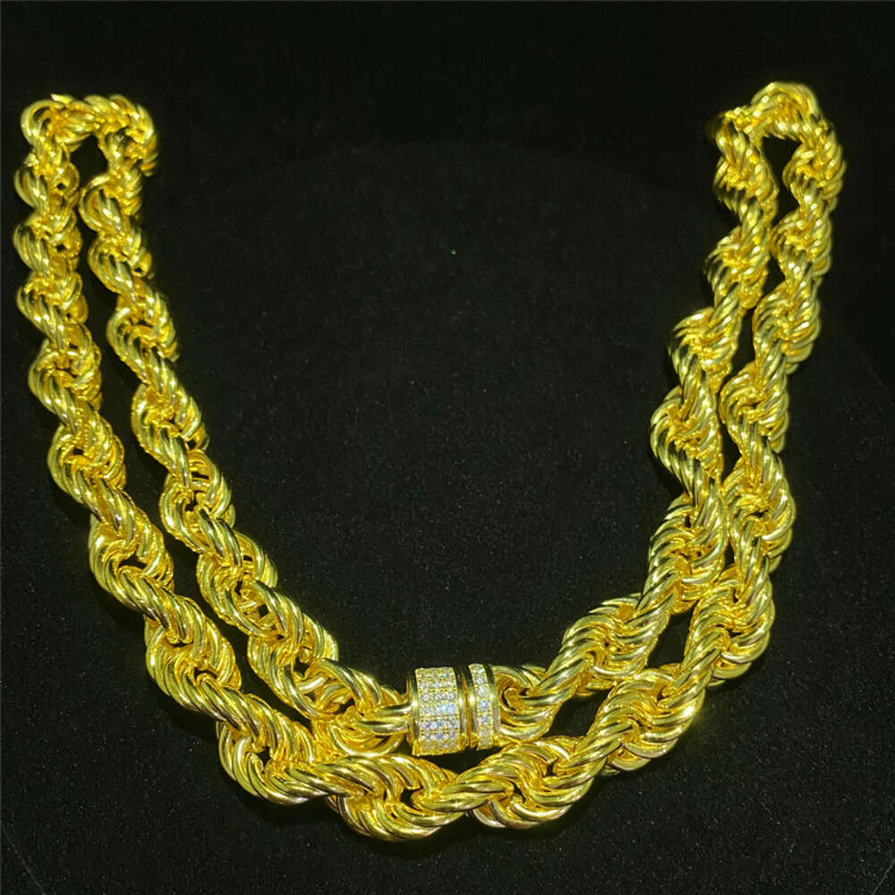 Moissanite Buckle Cuban Necklace 11mm Sterg Sier Iced Out Dia Rope Chain