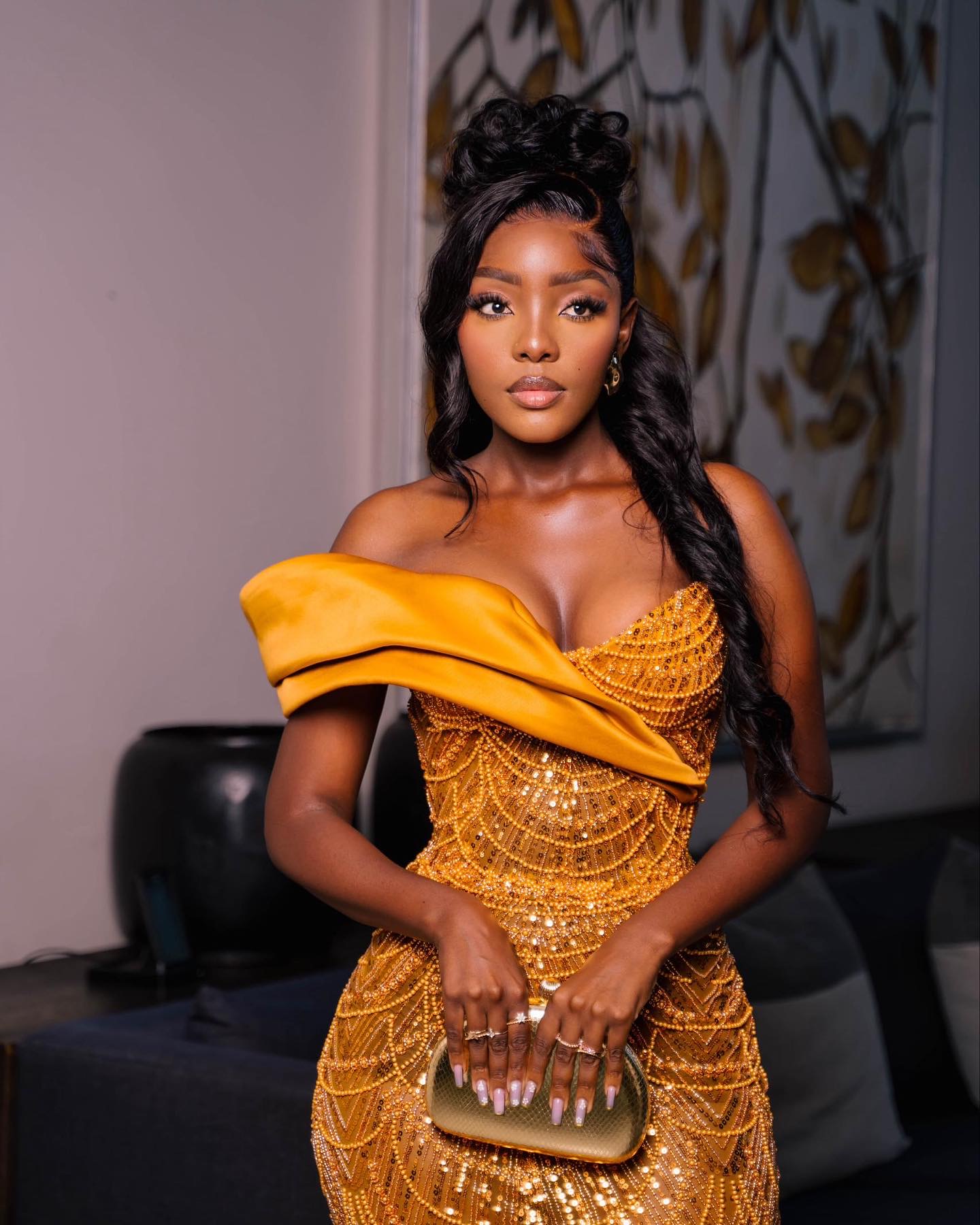 2024 Plus Size Yellow Mermaid Prom Dresses For Special Occasions Illusion Sequined Lace Evening Formal Party Second Reception Birthday Engagement Gown