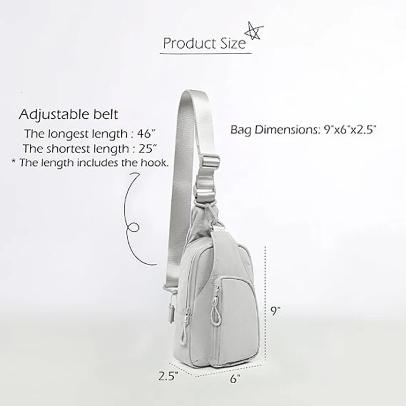 Doyogi Daily Sling Bag with adjustable shoulder strap cross chest pocket lightweight small backpack for leisure travel and hiking 240531