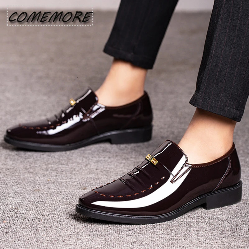 Patented leather mens shoes classic mens formal leather shoes formal office work mens parties Oxford business footwear PU 240611