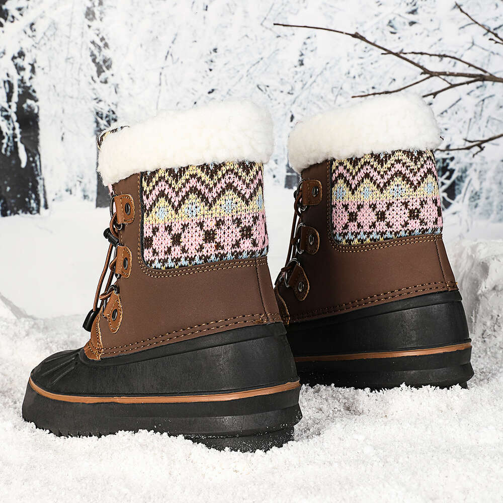 Hot Sale Anti-slip Outdoor Children Plus Veet Waterproof Warm Cotton Shoes Kids Winter Snow Boots