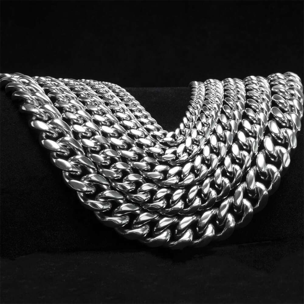 Factory Wholesale Hiphop Rock Men Necklace 18k Gold Filled Plated Stainless Steel Moissnite Miami Cuban Link Chain