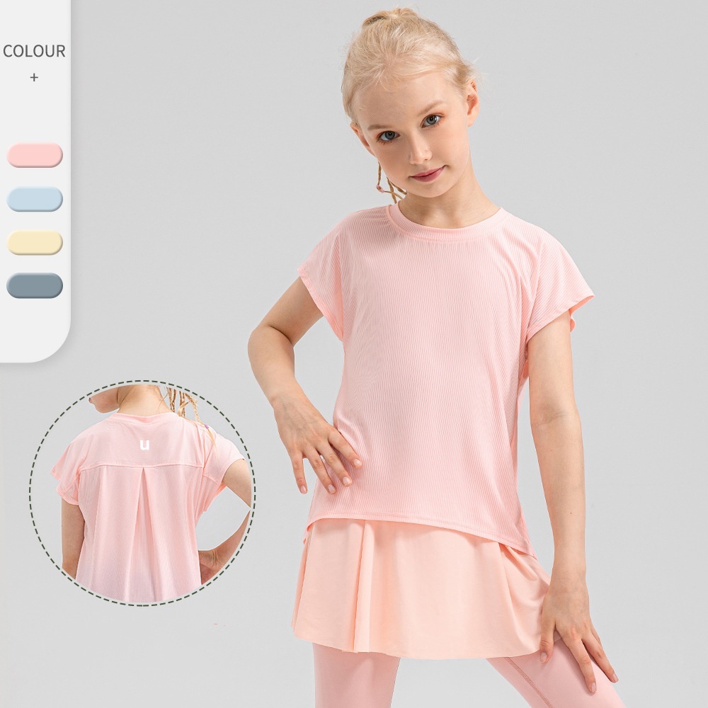 UU-1883 Children Summer Loose Cool yoga T-shirt Quick Drying Breathable Outdoor Sports Top Fitness Running T-shirt Short Sleeve