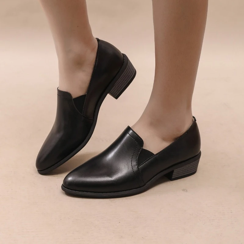 Autumn New Women Round Toe Pumps Loafers Single New Zipper PU Leather Simple and Comfortable Women's Shoes 34cf 's