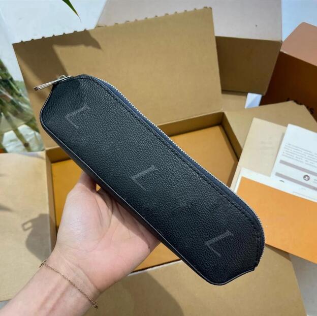 Luxury Brown Old Flower Jewelry Storage Boxes LVs Leather Zipper bag Designer Pen Bags Lipstick Eyebrow Pencil Bag Children's pencil case Best Christmas Gift