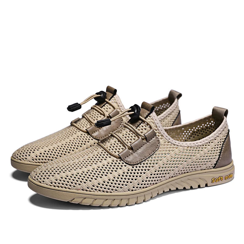 Summer Breathable Casual Mens Shoes Business Mesh Dress Mens Shoes Sports Shoes Soft Apartment Selling Summer Casual Shoes Moccasins 240611