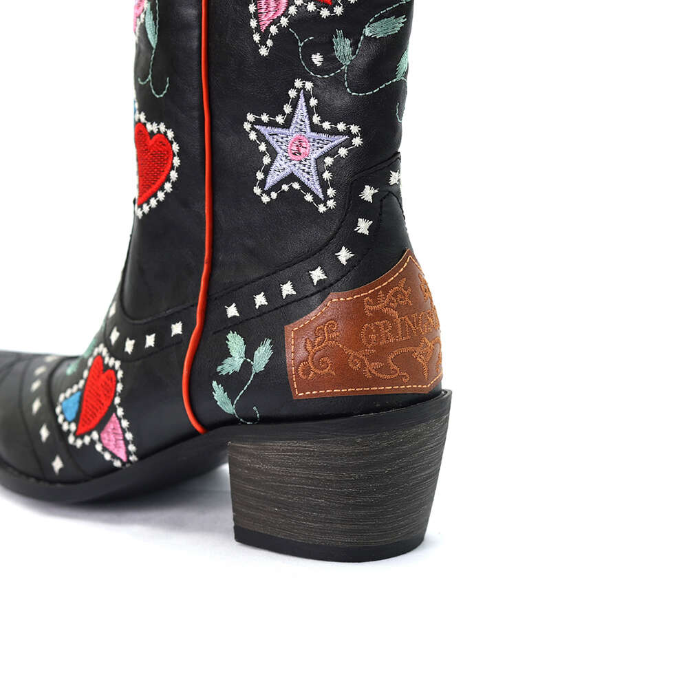 For Womens Plus Size Fashion Embroidered Vintage Cowgril Cowboy Western Knee High Boots Autumn Winter Casual Warm Shoes